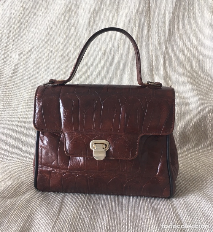 Antig&uuml;edades: Bolso de cocodrilo marr&oacute;n de mano - Foto 1