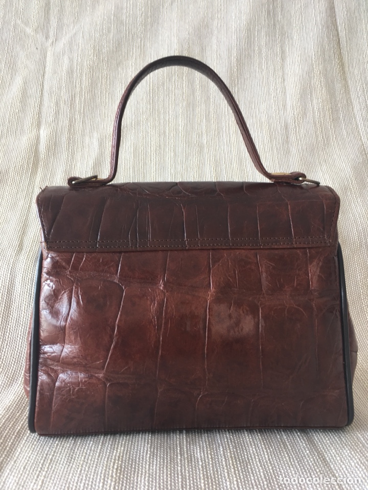 Antig&uuml;edades: Bolso de cocodrilo marr&oacute;n de mano - Foto 5