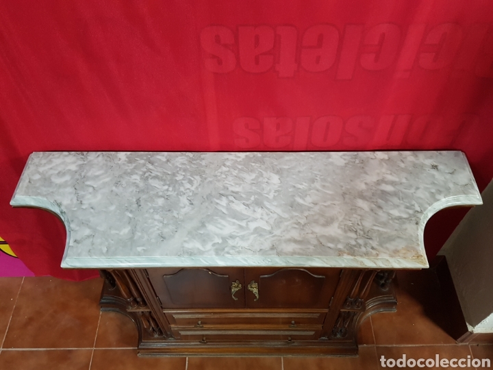 Antig&uuml;edades: Mueble madera y marmol 2 cajones - Foto 3