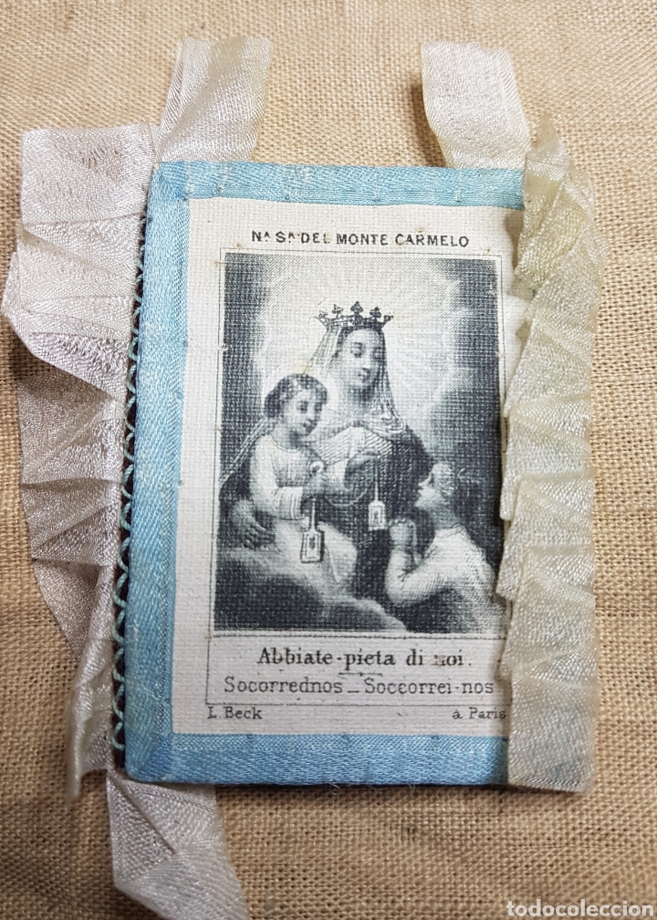 Antig&uuml;edades: Antiguo escapulario N S de Monte Carmelo - Foto 1