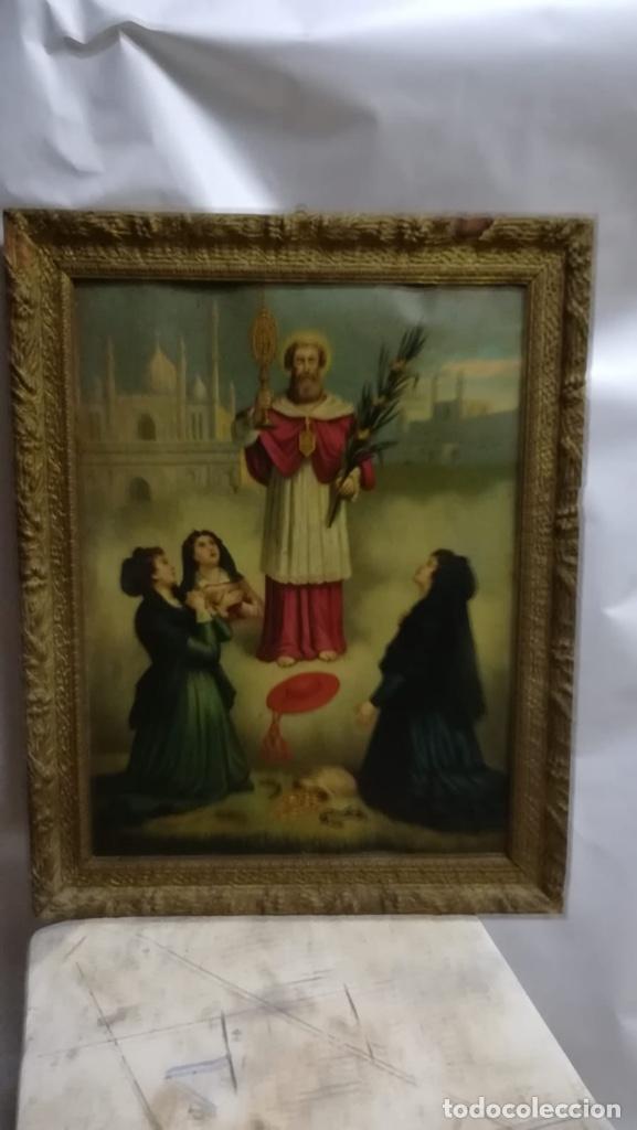 Antig&uuml;edades: Marco dorado con l&aacute;mina - Foto 1