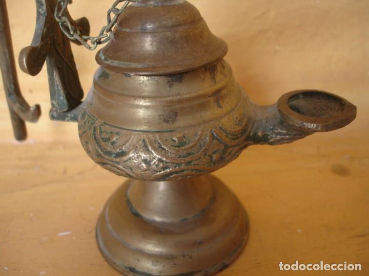 Antig&uuml;edades: CANDIL ANTIGUO PERSA DE BRONCE 32CM - Foto 4