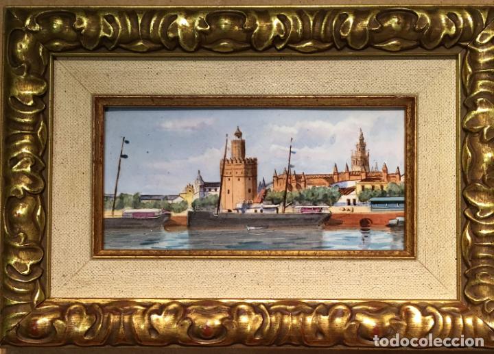 Antig&uuml;edades: Placa pintada con vista de Sevilla - Foto 4