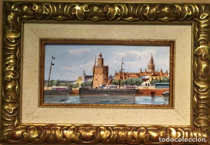 Antig&uuml;edades: Placa pintada con vista de Sevilla - Foto 5