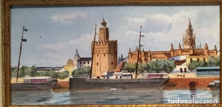 Antig&uuml;edades: Placa pintada con vista de Sevilla - Foto 12