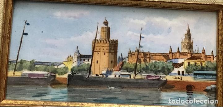 Antig&uuml;edades: Placa pintada con vista de Sevilla - Foto 15