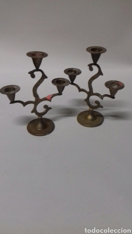 Antig&uuml;edades: Candelabros antiguos de bronce - Foto 1