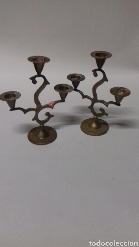 Antig&uuml;edades: Candelabros antiguos de bronce - Foto 2