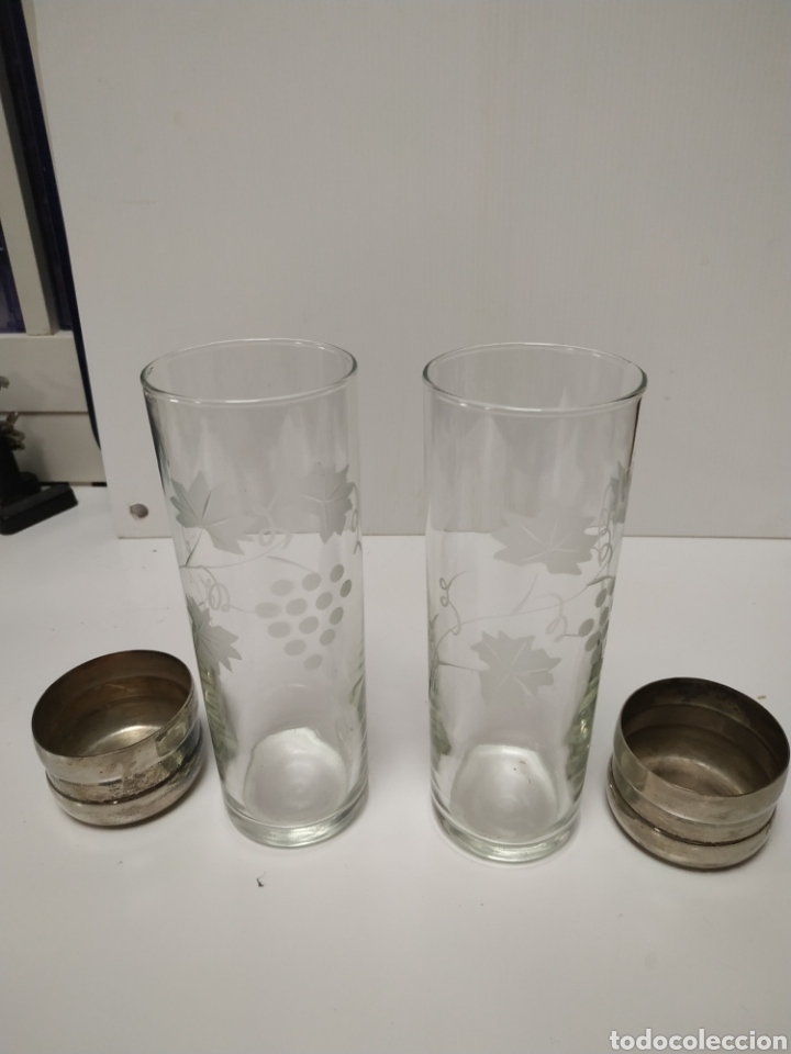 Antig&uuml;edades: Vasos de cristal tallado y alpaca - Foto 2