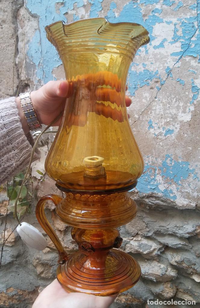 Antig&uuml;edades: Lampara estilo quinque color ambar - Foto 1