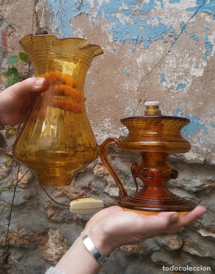 Antig&uuml;edades: Lampara estilo quinque color ambar - Foto 2