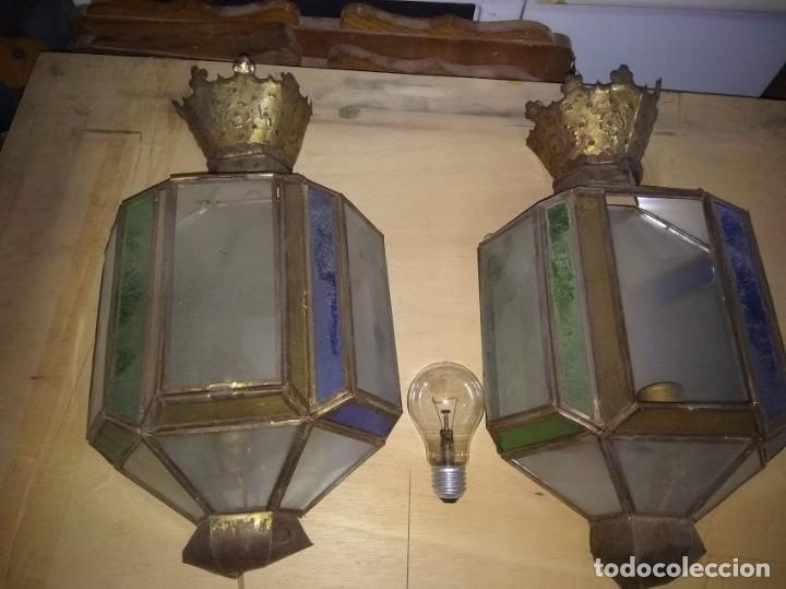 Antig&uuml;edades: antiguos faroles en lata plomada. - Foto 2