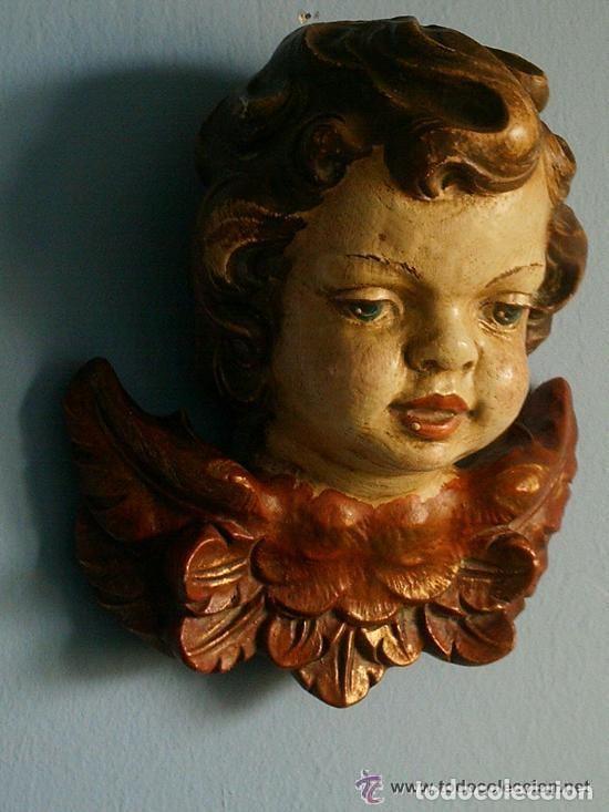 Antig&uuml;edades: CABEZA DE ANGEL  POLICROMADA - Foto 1