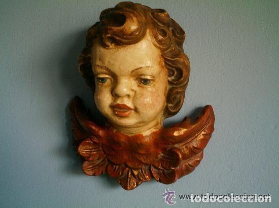 Antig&uuml;edades: CABEZA DE ANGEL  POLICROMADA - Foto 3