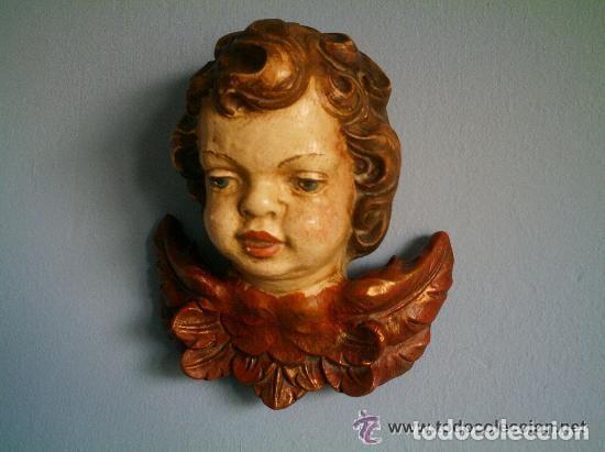 Antig&uuml;edades: CABEZA DE ANGEL  POLICROMADA - Foto 4