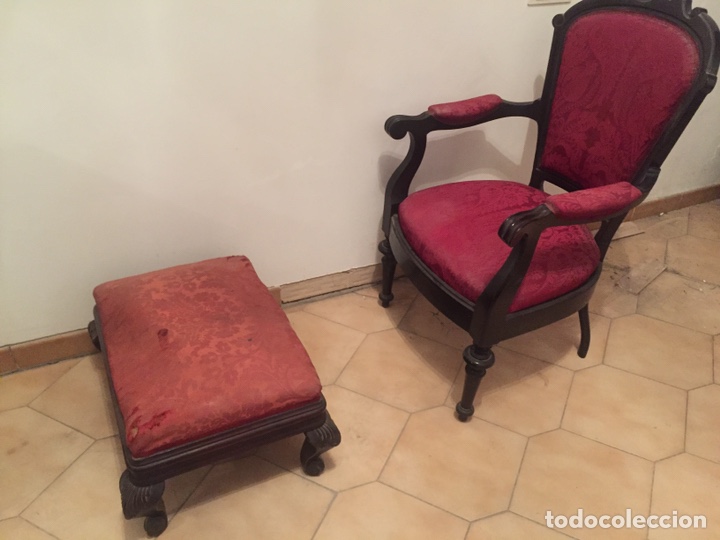 Antigüedades: Antigua silla partera mallorquina y reposapies - Foto 1 - 140796682