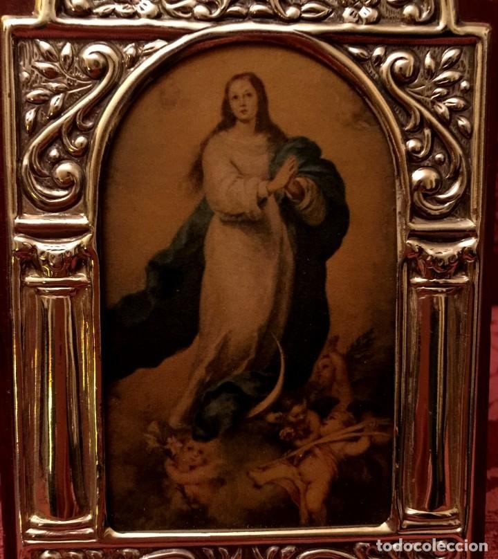 Antig&uuml;edades: CUADRO CON VIRGEN INMACULADA DE MURILLO EN PLATA DE LEY. - Foto 3