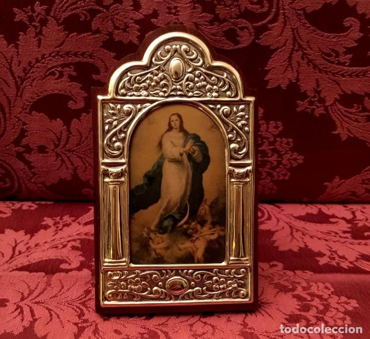 Antig&uuml;edades: CUADRO CON VIRGEN INMACULADA DE MURILLO EN PLATA DE LEY. - Foto 7