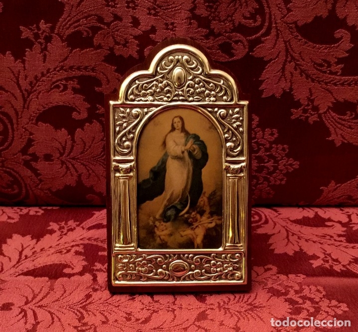 Antig&uuml;edades: CUADRO CON VIRGEN INMACULADA DE MURILLO EN PLATA DE LEY. - Foto 1