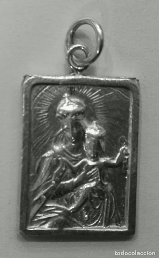 Antig&uuml;edades: escapulario virgen carmen - sagrado corazon - rectangular - 15x20mm + anillas - Foto 1