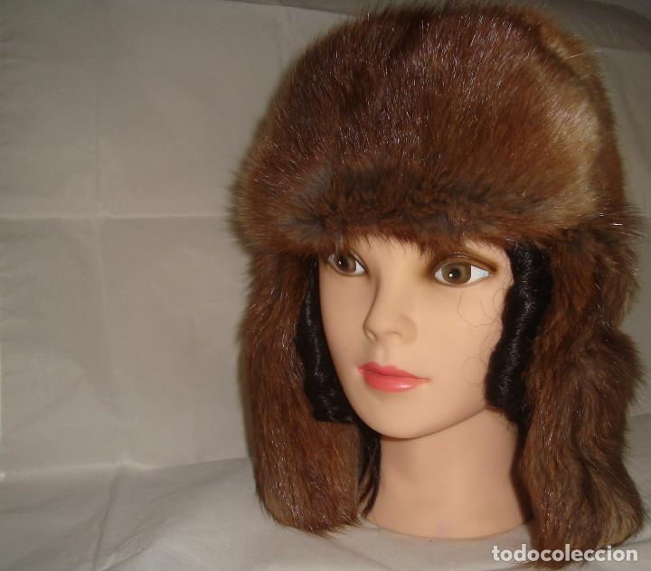 Antig&uuml;edades: ANTIGUO GORRO DE PIEL TALLA 57 - Foto 4
