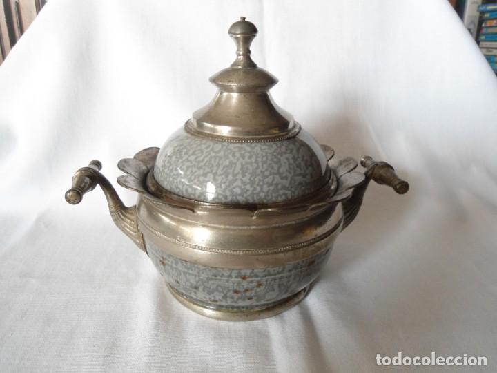 Antig&uuml;edades: ANTIGUA OLLA DE ESMALTE PORCELANICO - Foto 1