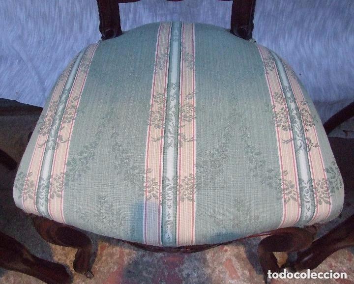 Antig&uuml;edades: SILLA INGLESA DE CAOBA TALLADA Y TAPIZADA - Foto 2