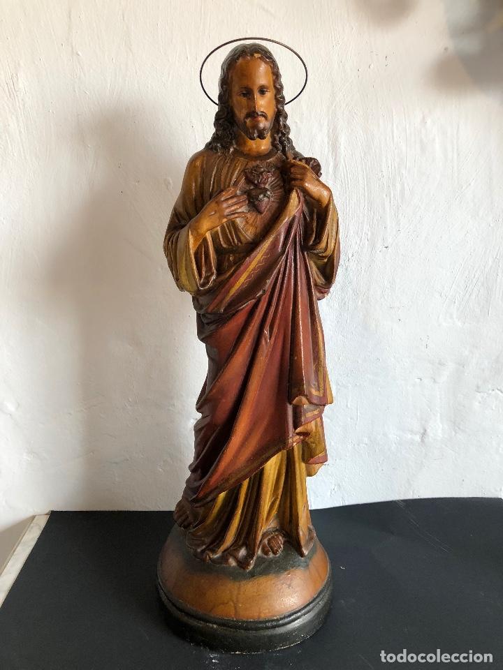 Antig&uuml;edades: FIGURA SAGRADO CORAZON DE JES&Uacute;S - Foto 1