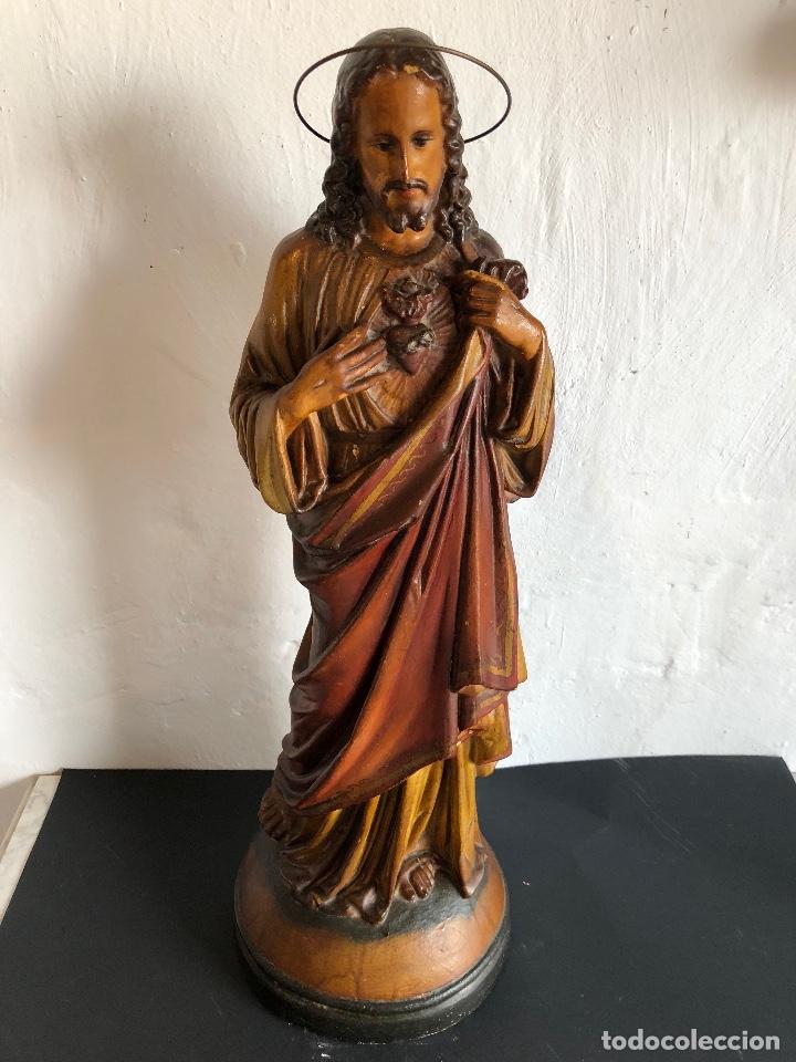 Antig&uuml;edades: FIGURA SAGRADO CORAZON DE JES&Uacute;S - Foto 2