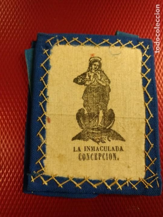 Antig&uuml;edades: Antiguo escapulario de La Inmacula Concepci&oacute;n. 8 x 6,50 cm - Foto 1