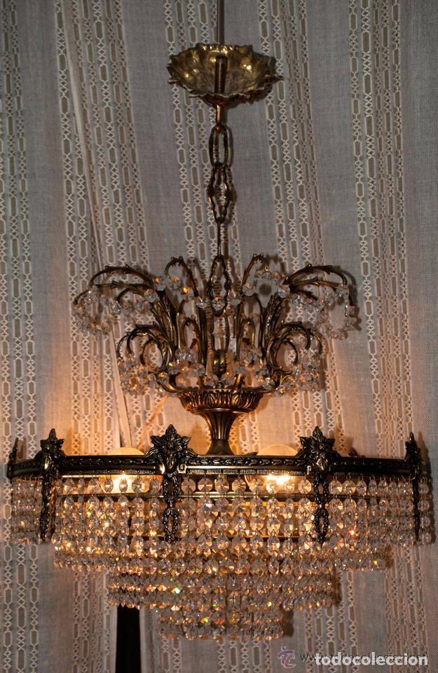 Antig&uuml;edades: LAMPARA DE CRISTAL DE COMEDOR - Foto 2