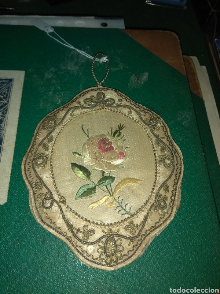 Antig&uuml;edades: Antiguo Escapulario Rosa XIX - Foto 3