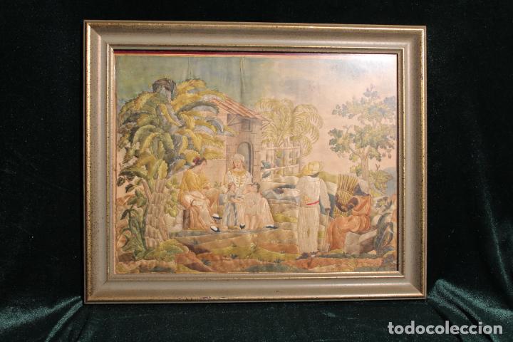 Antig&uuml;edades: antiguo bordado enmarcado - Foto 1