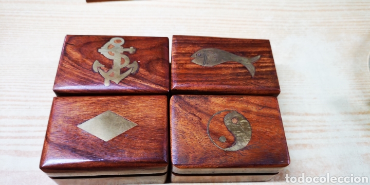 Antig&uuml;edades: Caja madera de 8x5x4cm.Diferentes modelos, precio unidad
