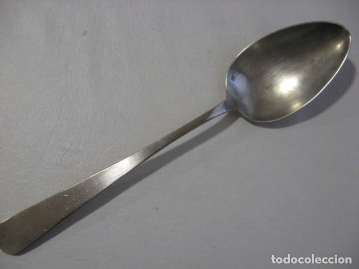 Antig&uuml;edades: ANTIGUO CUCHARON DE SERVIR EN ALPACA, 27 CM. DE LARGO. - Foto 1