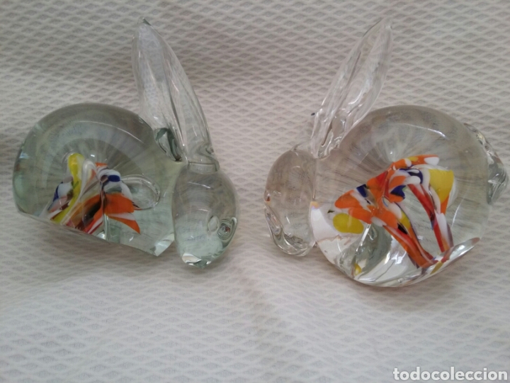 Antig&uuml;edades: Pareja de conejos en cristal de Murano - Foto 3