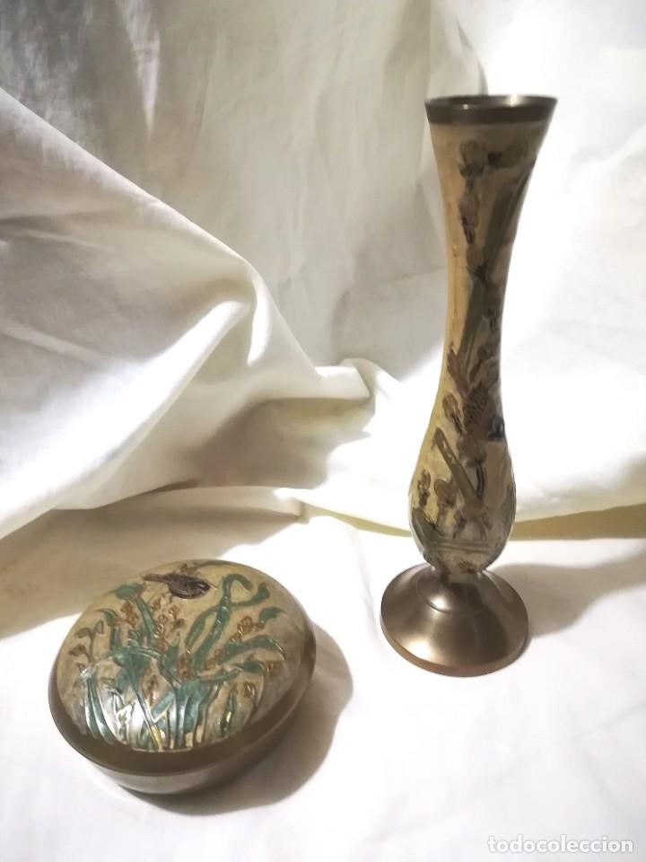Antiques: Caja y b&uacute;caro esmaltados sobre bronce