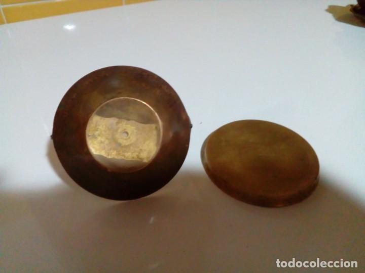 Antig&uuml;edades: CESTO Y PLATO DE BRONCE EN MINIATURA DE LA INDIA - Foto 3