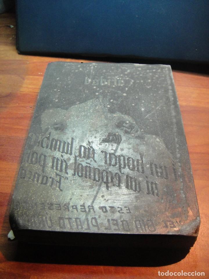Antig&uuml;edades: placa de imprenta - dia del plato unico - Foto 1