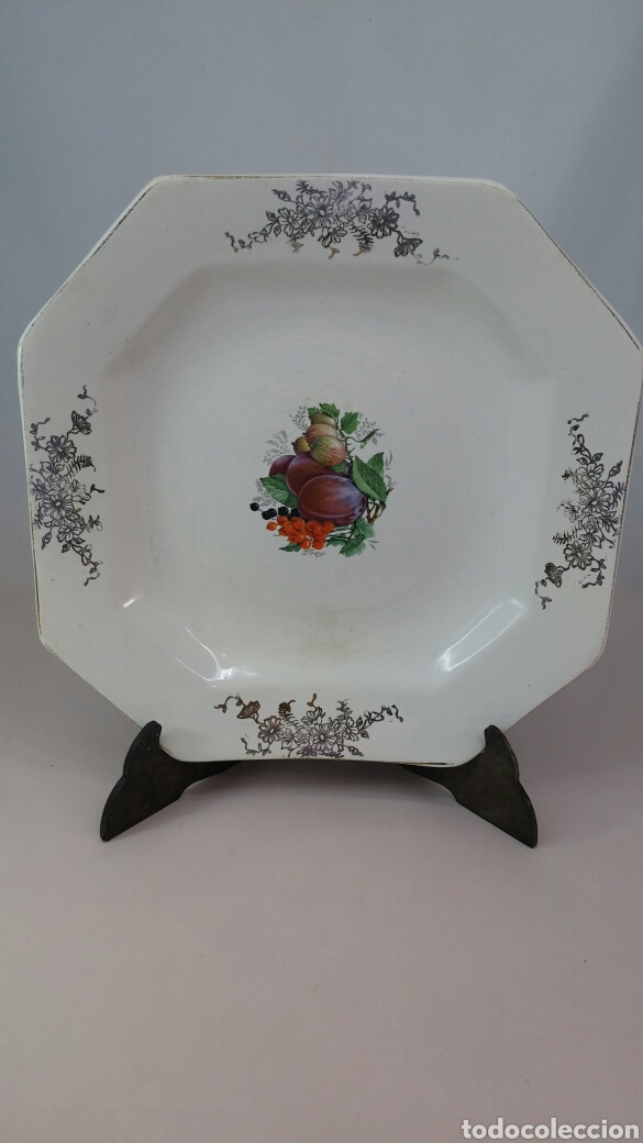 Antig&uuml;edades: Plato octagonal porcelana Pickman - Foto 3