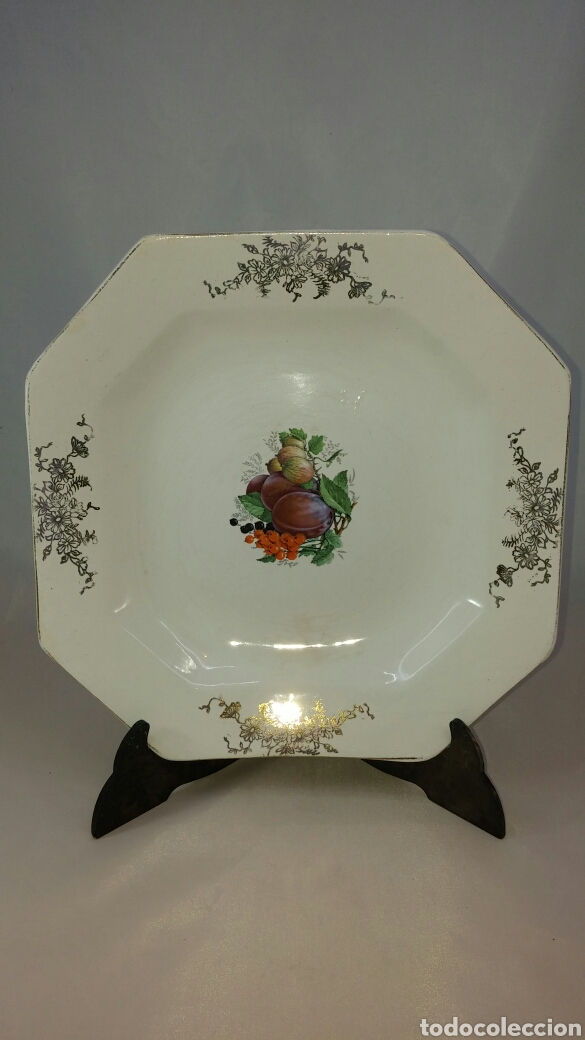 Antig&uuml;edades: Plato octagonal porcelana Pickman - Foto 5