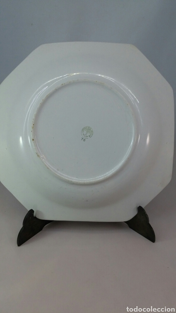 Antig&uuml;edades: Plato octagonal porcelana Pickman - Foto 8