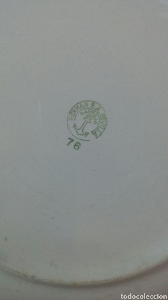 Antig&uuml;edades: Plato octagonal porcelana Pickman - Foto 9