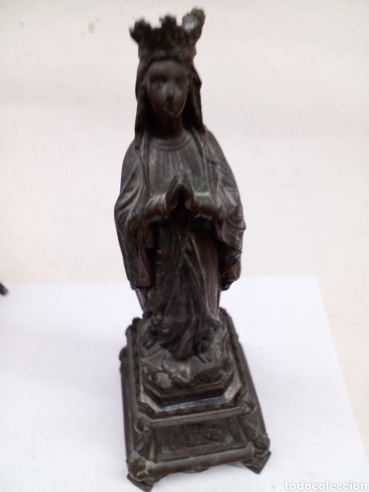 Antig&uuml;edades: Figura de bronce Virgen de Lourdes - Foto 3