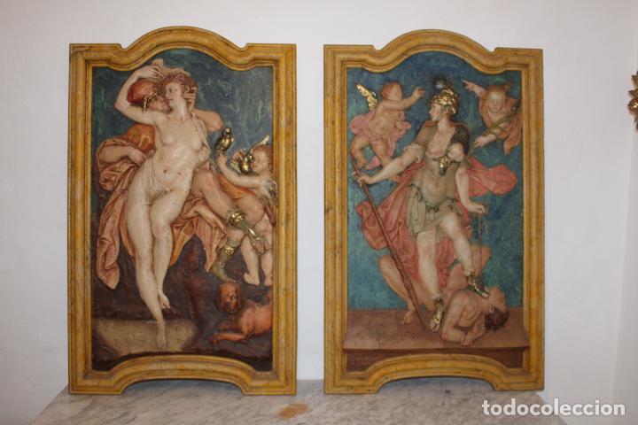 Antig&uuml;edades: PAREJA DE PANELES MITOLOGICOS OREJUDO - Foto 1