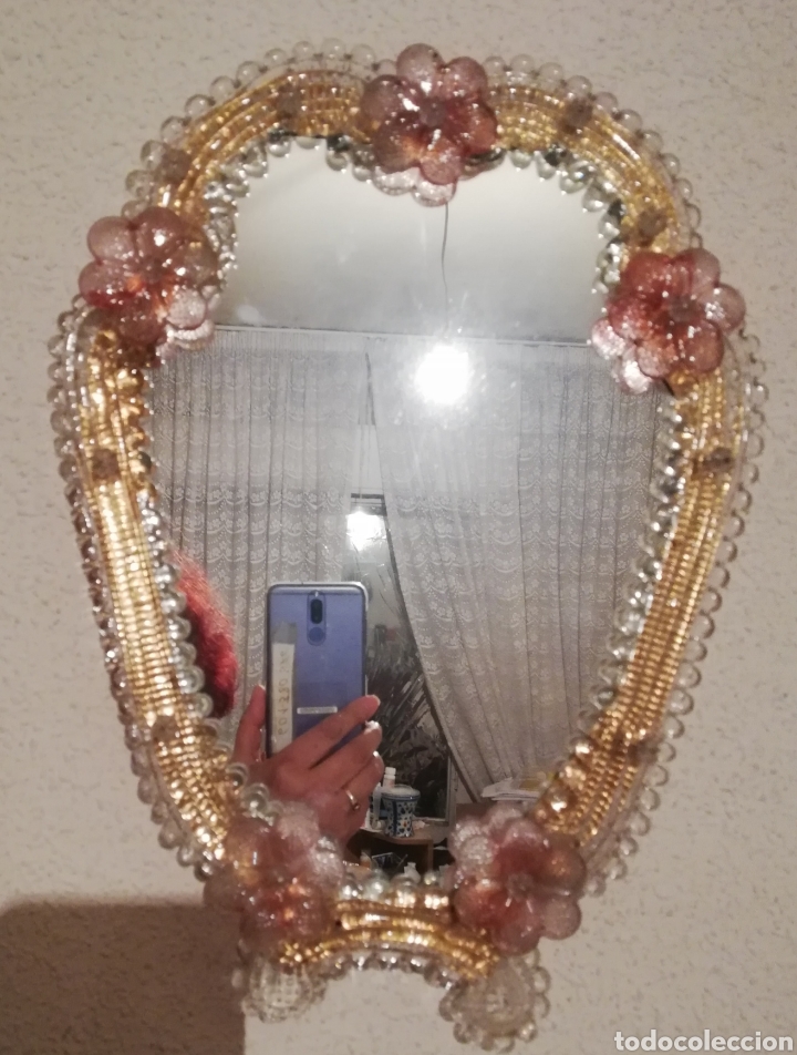 Antig&uuml;edades: Espejo de cristal antiguo - Foto 4