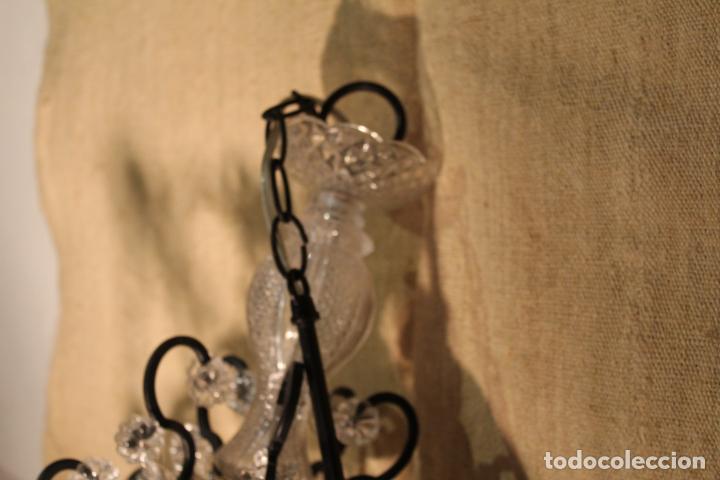 Antig&uuml;edades: LAMPARA DE CRISTAL Y HIERRO - Foto 2