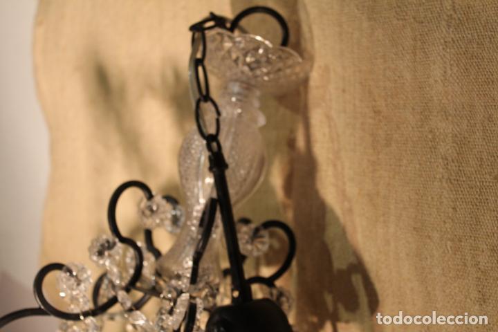 Antig&uuml;edades: LAMPARA DE CRISTAL Y HIERRO - Foto 6