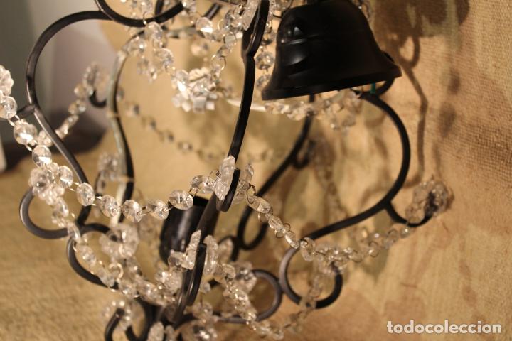 Antig&uuml;edades: LAMPARA DE CRISTAL Y HIERRO - Foto 7