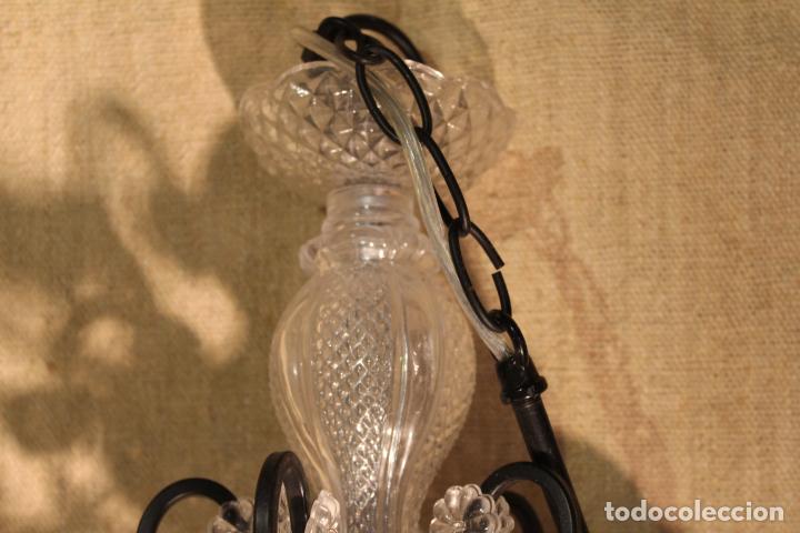 Antig&uuml;edades: LAMPARA DE CRISTAL Y HIERRO - Foto 10